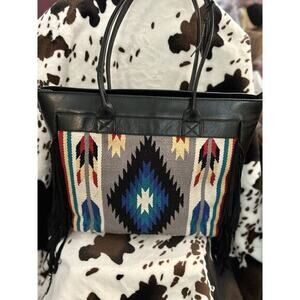 ECOTORIE  BLEU Fringe Purse Southwest Native Leather‎  NWT Western Boho Cowgirl